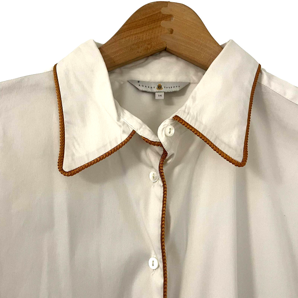 Robert Talbott Gold Edged White Button-Down Blous… - image 3